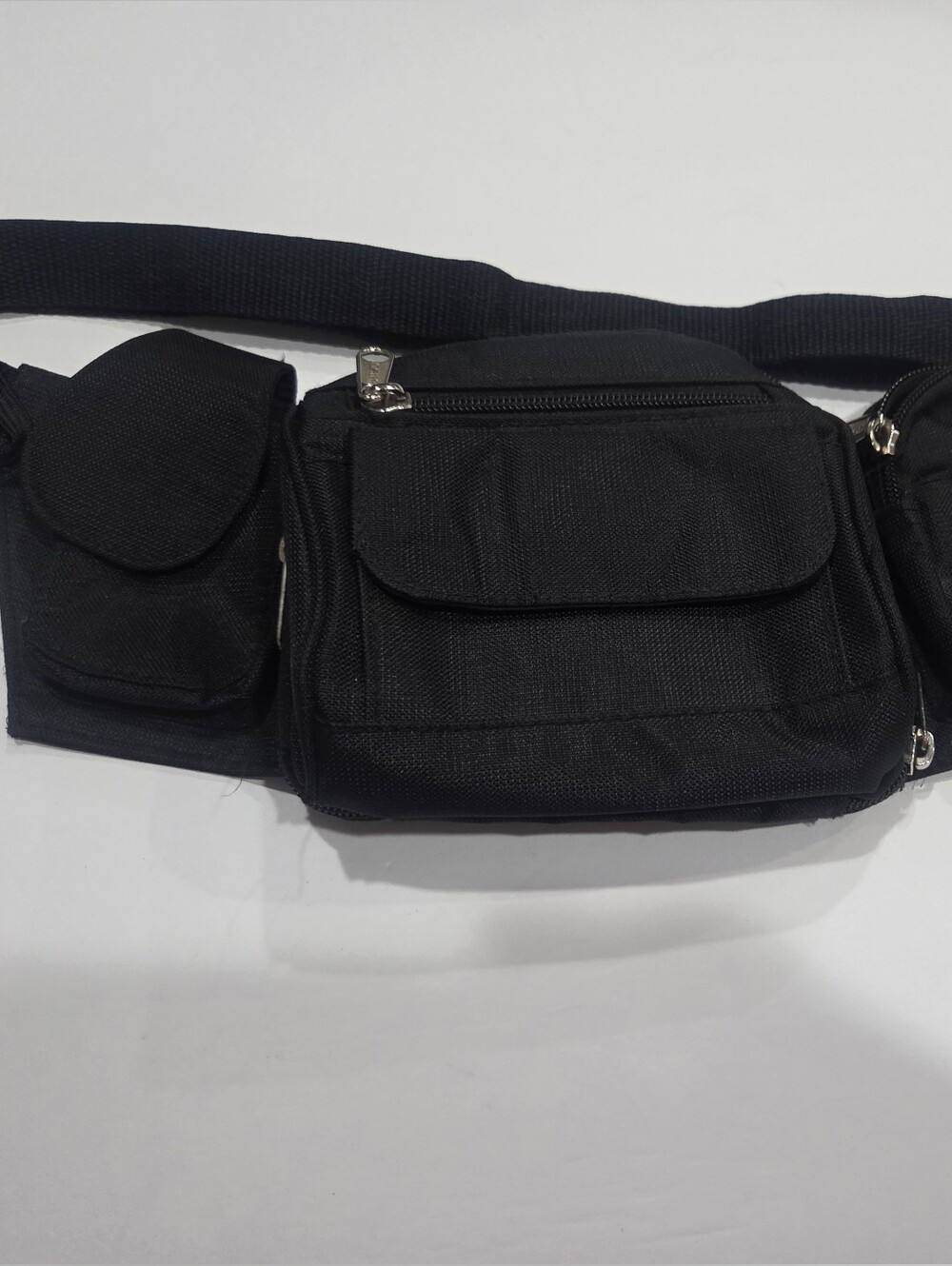 Eastsport Men's Black Multi-Pocket Waist Bag - Casual Travel Belt Pack